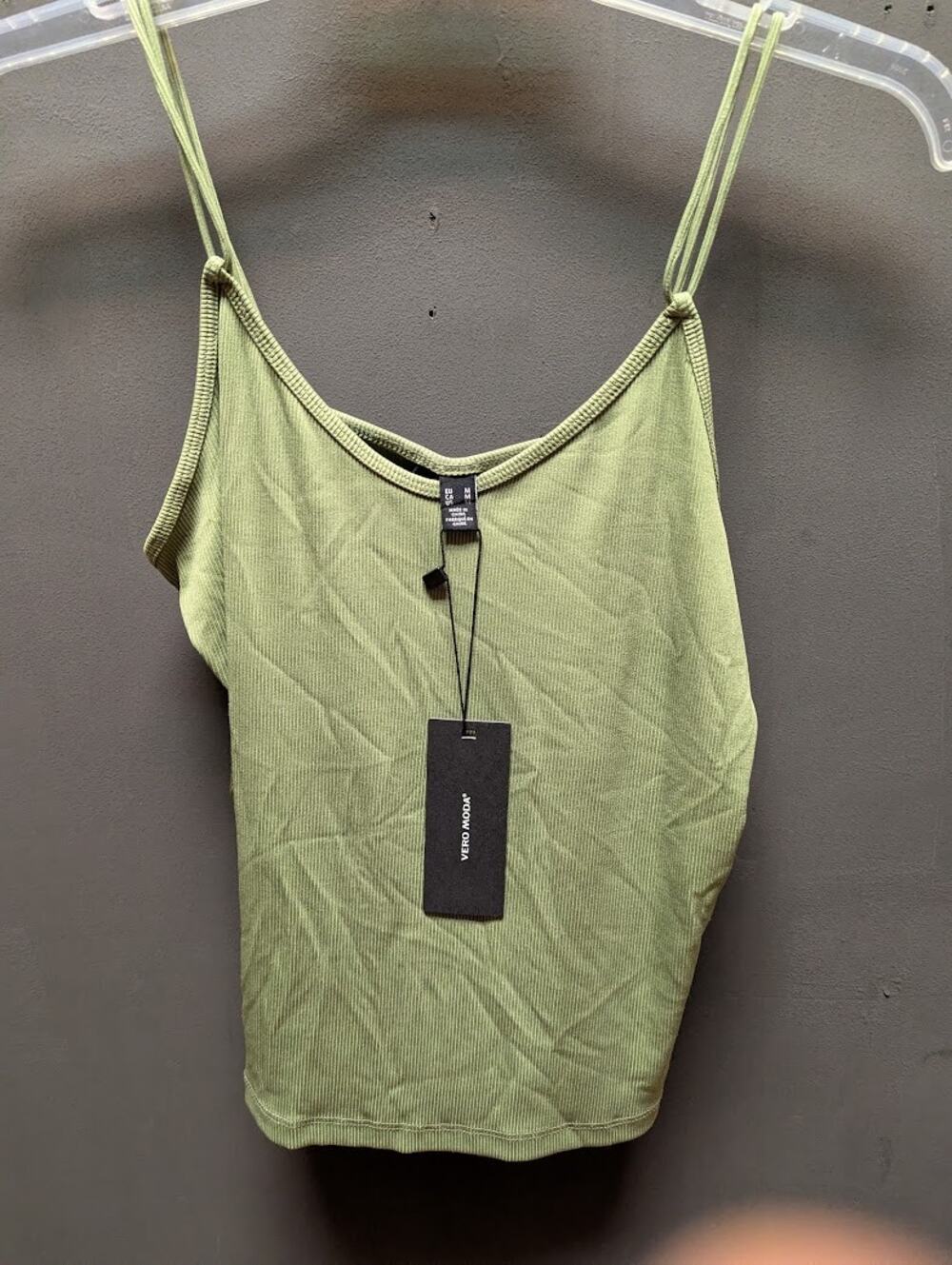 Vera Moda Sage Green Tank top ribbed Size Medium layering NEW
